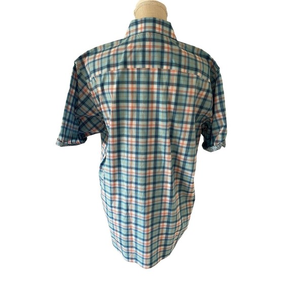 Bugatchi Classic Fit Colorful Plaid Short Sleeve Button Down Sz M Flip Cuff - Picture 2 of 8